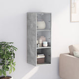 Wall Cabinet with Glass Doors Concrete Grey 35x37x100 cm 836486