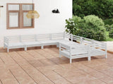 8 Piece Garden Lounge Set Solid Wood Pine White 3083245