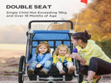 2 Seat Bike Trailer with 5 Point Harness, Baby Bike Stroller with Safety Flag, Reflectors, for 18 T3398P348586