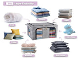66L Clothes Storage Bags 3pcs Zipped Organizer Wardrobe Closet Boxes Steel Frame 58791681