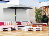2m Half Parasol Market Umbrella Garden Balcony Parasol with Crank Handle, Base, Double-Sided Canopy, T3398P320030
