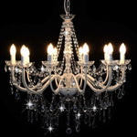 Chandelier with Beads White 12 x E14 Bulbs 281608