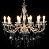Chandelier with Beads White 12 x E14 Bulbs 281608