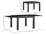 Extending Garden Table, Outdoor Dining Table with Aluminium Frame and Tempered Glass Tabletop, T3398P314776