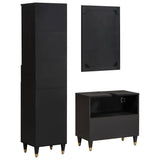 Bathroom Cabinet Set with Drawer 3 pcs Black Solid Mango Wood 3310160
