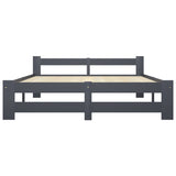 Bed Frame Dark Grey Solid Pine Wood, Plywood Double Durable 322022