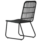 Dining Set Black Poly rattan, powder-coated steel, glass 3060253