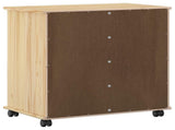 Rolling Cabinet Brown 63.5 x 39 x 65.5 cm Solid Pine Wood 42032397
