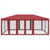 Party Tent with 10 Mesh Sidewalls Red 6x4 m HDPE 4010070
