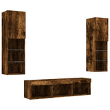 5 Piece TV Wall Units with LED Smoked Oak Engineered Wood 3216608