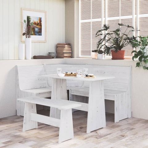 3 Piece Dining Set REINE White Solid Wood Pine 3096568