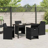 Garden Dining Set with Cushion 5 pcs Black Poly Rattan 3379945