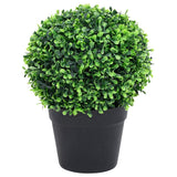 336519 Artificial Boxwood Plants 2 pcs with Pots Ball Shaped Green 32 cm