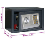 Digital Safe with Lock Dark grey 31 x 20 x 20 cm Steel 42011306