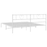 Metal Bed Frame without Mattress with Headboard White 180x200cm 355516