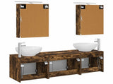 Bathroom Cabinet Set 5 pcs Smoked Oak Engineered Wood 3406483