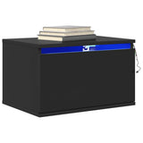 Wall-mounted Bedside Cabinet with LED Lights Black 836828