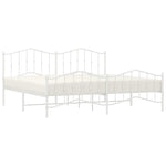 Metal Bed Frame without Mattress with Footboard White 200x200cm 373863