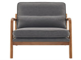 Oak Armrest Oak Upholstered Single Lounge Chair Indoor Lounge Chair Dark Grey 81136898