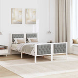 Bed Frame Light Grey 120 x 190 cm Solid Pine Wood 878418