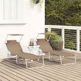 Sun Lounger Folding 2 pcs Taupe 58 x 188 x 77cm Polyester 42003063