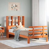 Bookcase Bed without Mattress Wax Brown 90x200cm Solid Wood Pine 3322772