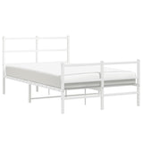 Metal Bed Frame without Mattress with Footboard White 120x200cm 355430