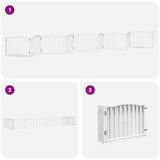 Dog Gate with Door Foldable 10 Panels White 800 cm Poplar Wood 3155619