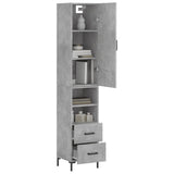 Highboard Concrete Grey 34.5x34x180 cm Engineered Wood 3198917