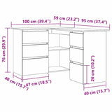Desk with Drawer Black Oak 145 x 100 x 76 cm Engineered Wood 862006