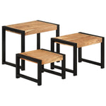 ZNTS Nesting Tables 3 pcs Solid Wood 321552