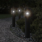 ZNTS Outdoor Floor Lamps with Outlet 3pcs Black 60 cm Stainless Steel 4006378