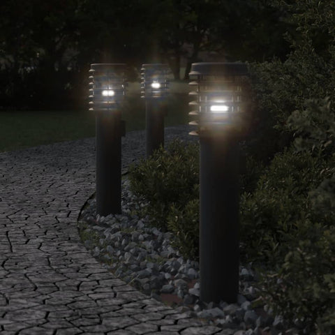 ZNTS Outdoor Floor Lamps with Outlet 3pcs Black 60 cm Stainless Steel 4006378