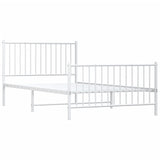 Metal Bed Frame without Mattress with Footboard White 107x203cm 350945