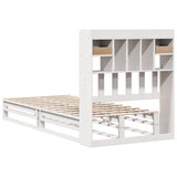 Bookcase Bed without Mattress White 90x200 cm Solid Wood Pine 3323951