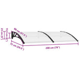 Door Canopy Black and Transparent 200x75 cm PC 144815