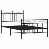 Metal Bed Frame without Mattress with Footboard Black 100x190cm 373703