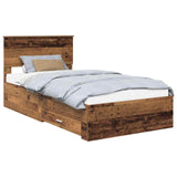 Bed Frame with Headboard Old Wood 100 x 200 cm Engineered Wood 3410938