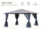 3m x 3m Hardtop Metal Frame Mesh Draped Gazebo Grey T3398P322177