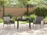 Garden Dining Set with Cushion 3 pcs Grey Poly Rattan 3380106