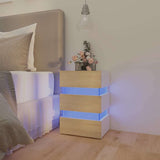LED Bedside Cabinet White and Sonoma Oak 45x35x67 cm Engineered Wood 326845