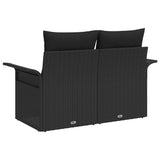 Garden Sofa with Cushion Black 141 x 62 x 69cm Poly Rattan 42006701