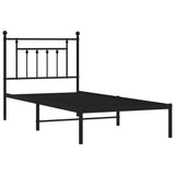 Metal Bed Frame without Mattress with Headboard Black 90x190cm 353529