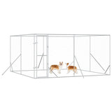 Outdoor Dog Kennel Silver 4x4x2 m Galvanised Steel 3190455