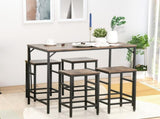 Industrial Rectangular Bar Table Set with 4 Stools for Dining Room, Kitchen, Dinette T3398P344751