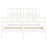 Bed Frame without Mattress White Double Solid Wood 3194287