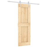 Sliding Door Natural and White 70 x 210 cm Solid Pine Wood 3444937