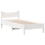 ZNTS Bed Frame White 90x190 cm Single Solid Wood Pine 844754