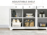Sideboard with Rubber Wood Top, Modern Storage Cabinet, Kitchen Cupboard with Doors, Drawers and T3398P330527