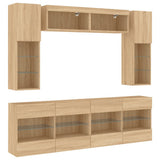 6 Piece TV Wall Cabinet Set with LED Lights Sonoma Oak 3216799